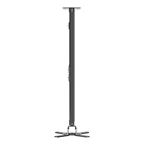 suptek Supporto da soffitto per proiettore, 780-1250 mm, girevole a 360°, orientabile a 90°, inclinabile a 90°, supporto da soffitto regolabile per proiettori fino a 13,6 kg, nero (PR05LB)