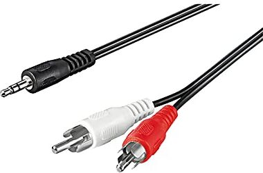 goobay 50018 Adattatore Cavo Audio AUX, Jack da 3.5mm a Connettore RCA Stereo, Nero, 1.5m Lunghezza del Cavo