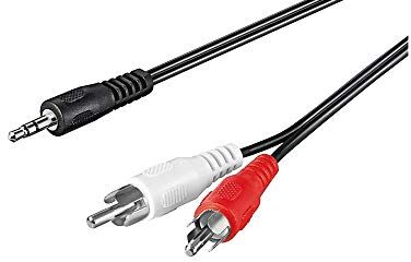 goobay 51649 Adattatore Cavo Audio AUX, Jack da 3.5mm a Connettore RCA Stereo, CU, Nero, 1.5m Lunghezza del Cavo