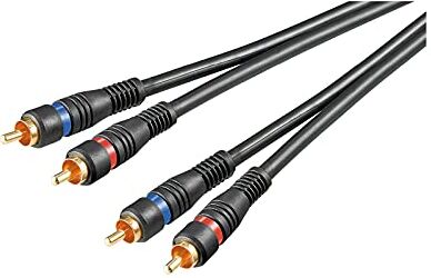 goobay 60795 Cavo di Collegamento Stereo 2 RCA, a Doppia Schermatura, Nero, 2m Lunghezza del Cavo