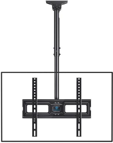 PERLESMITH Supporto per TV da Soffitto Staffa Regolabile per TV Inclinabile Girevole per Schermi da 26-65 pollici Supporto per Tetto a Movimento Completo Contiene Fino a 50kg con VESA 400 x 400mm