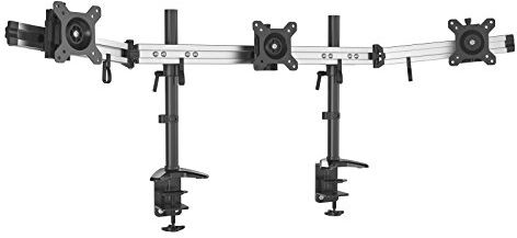 HFTEK Braccio monitor da scrivania triplo staffa di supporto per 1, 2 o 3 schermi da 15" a 27" con VESA 75/100 (MP230C-N)