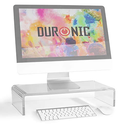 Duronic DM053 Supporto Monitor scrivania Dimensioni 50 x 20 cm Supporto da Tavolo in Vetro Acrilico per Monitor e Laptop capacità 30kg Mensola ergonomica per scrivania