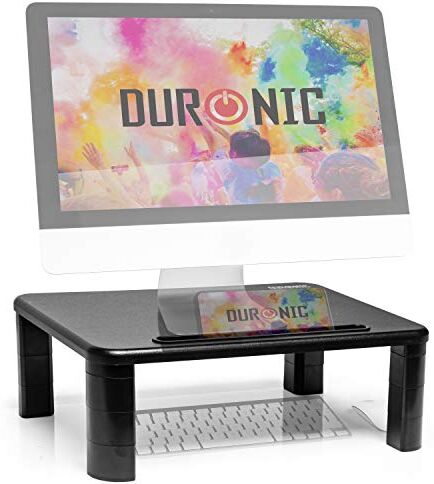 Duronic DM055 Supporto monitor scrivania dimensioni 40 x 28 cm Supporto da tavolo regolabile da 4 a 15 cm per monitor e Laptop Capacità 10kg Mensola ergonomica per scrivania