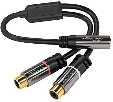 KabelDirekt – 0,2m Adattatore Cavo (1 Connettore 3,5 mm Jack Femmina su 2 Connettori RCA Femmina, Coassiale Audio Stereo, cavi RCA da 3,5 mm), PRO Series