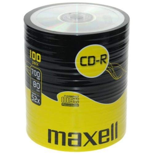 Maxell 100 dischi CD-R vuoti (52 x 80 min 700 MB), registrabili