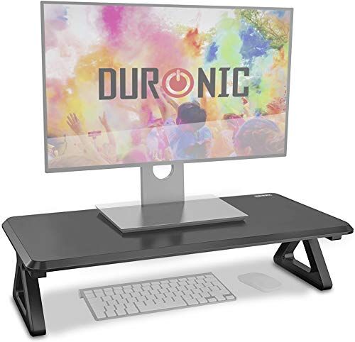 Duronic DM06-1 BK Supporto monitor scrivania dimensioni 62 x 30 cm Supporto da tavolo altezza 15 cm per monitor e Laptop Capacità 10kg Mensola ergonomica per scrivania