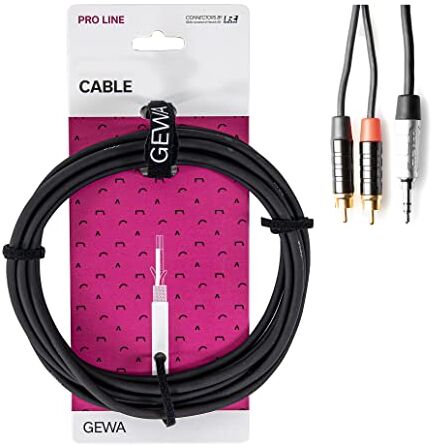 Gewa Cavo a Y Pro Line, 1,5 m, nero, spina REAN, jack stereo da 3,5 mm 2x cinch,