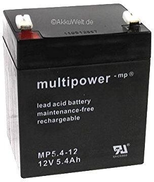 Multipower 5,4 A Batteria al piombo  MP5.4-12 AGM bgl. Ritar RT1250 CTM CT5-12 CT4.5-12 4,5 Ah per AKS assistente SBB Sunbright Lead Acid Battery 3-FM-4.5 3-FM-4.2 3-FM-5 3-FM-4 4 Ah, 4,5 Ah. Batteria Bateria batteria Ah 5,1 Ah 5,2 Ah