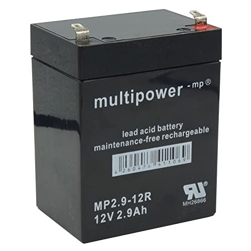 Multipower Batteria al piombo MP2.9-12, da 12,0 V e 2.900 mAh, con connettori da 4,8 mm