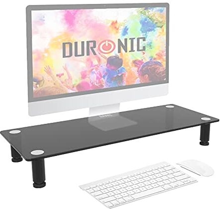 Duronic DM051 Supporto Monitor scrivania Dimensioni 62 x 24 cm Supporto da Tavolo in Vetro temperato per Monitor e Laptop capacità 40kg Mensola ergonomica per scrivania