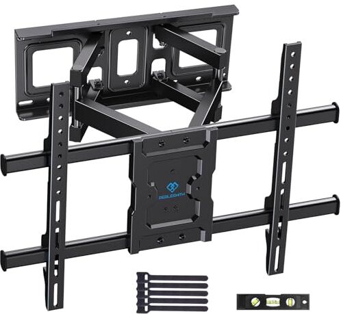 PERLESMITH Supporto TV Parete da 37-85 Pollici, Staffa TV Girevole Inclinabile ed Estendibile, Braccio TV Ultra Resistente 60kg, Staffa TV 55 65 Pollici VESA 200x100-600x400mm