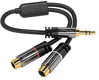 KabelDirekt – 0,2m Adattatore Cavo (1 Connettore 3,5 mm Jack Maschio su 2 Connettori RCA Femmina, Coassiale Audio Stereo, cavi RCA da 3,5 mm), PRO Series