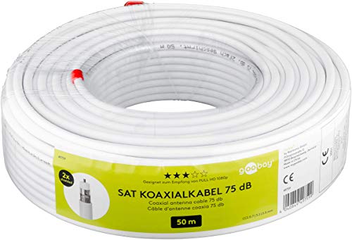 goobay 49759 Cavo coassiale satellitare satellitare, 75 dB, 100 m, schermatura doppia, HDTV, DVB-T, DVB-S