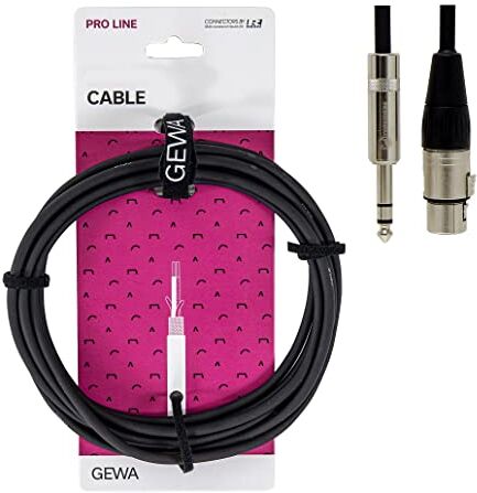 Gewa Collegamento audio simmetrico Pro Line 6 m, nero, spina REAN, 1x jack stereo 6,3 mm 1x XLR (f),