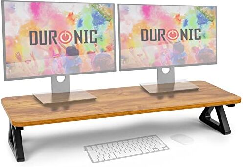 Duronic DM06-2 AW Supporto Monitor scrivania Dimensioni 81 x 30 cm Legno Antico Supporto da Tavolo Altezza 15 cm per Monitor e Laptop capacità 10kg Mensola ergonomica per scrivania