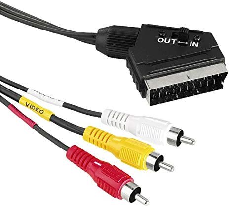 goobay 50364 Cavo adattatore, da Scart a Audio Video Composito, IN/OUT, SCART (21-pin) 3 x RCA, Nero, 2 m