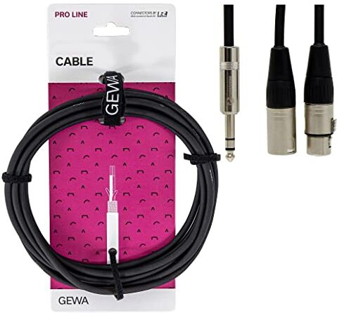 Gewa Cavo d'inserzione Pro Line 3m, nero, spina REAN, 1x jack stereo da 6,3 mm 1x XLR (m) e 1x XLR (f),