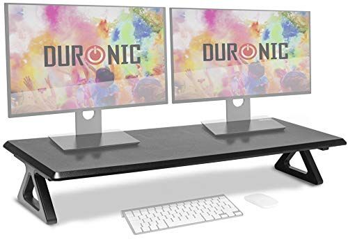 Duronic DM06-2 BK Supporto monitor scrivania dimensioni 81 x 30 cm Supporto da tavolo altezza 15 cm per monitor e Laptop Capacità 10kg Mensola ergonomica per scrivania