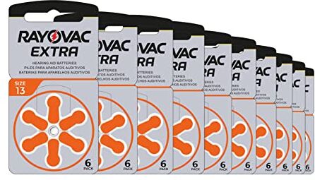 Rayovac Extra Advanced Batterie Acustiche Zinco Aria, Formato 13 Value Pack da 60 Batterie, Arancione