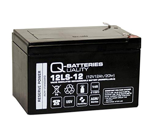 Q-Batteries 12LS-12 F2 Batteria al piombo in tessuto non tessuto, 12 V, 12 Ah, AGM VRLA con VdS