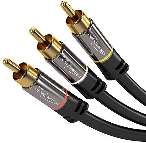 KabelDirekt – 2m Cavo Audio (Cavo supporta Audio, Video e Stereo, connettore da 3 RCA a 3 RCA, trasmettere sia i segnali audio che quelli video), PRO Series