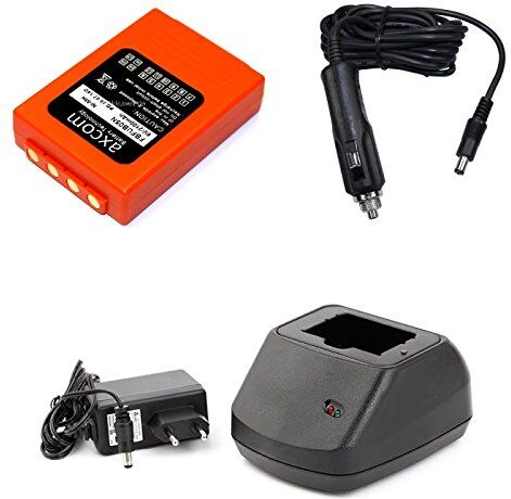 Axcom Caricatore 100 – 240 V + Caricabatteria da auto 12 V/24 V + batteria sostitutiva HBC FUB5AA FUB05AA FBFUB05 BA205030 , 6 V 2,1 AH