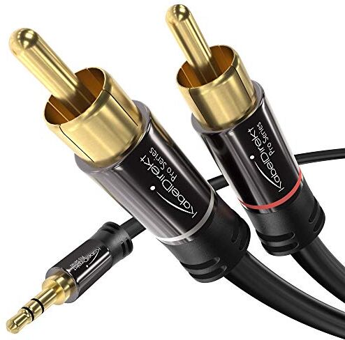 KabelDirekt 7,5m Cavo adattatore da 3.5 mm a 2 RCA Maschio 2 prese RCA/phono, cavo splitter audio Y, per la connessione di smartphone/notebook e altre attrezzature a sistemi Hi-Fi/altoparlanti