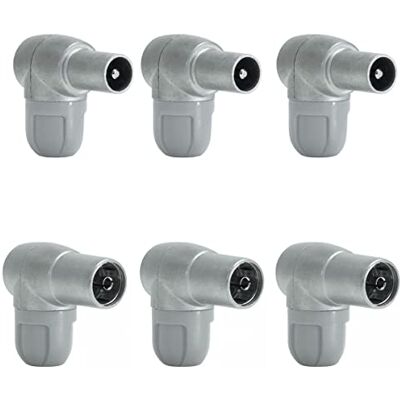 RASMACOR Confezione da 3 unità maschio + 3 unità femmina TELEVÉS Connettori CEI angolati schermati per cavi coassiali da 6,9mm Modello 4130 + 4131 Uso per tv RASMACOR Confezione da 3 unità maschio + 3 unità femmina TELEVÉS Connettori CEI angolati schermati per cavi coassiali da 6,9mm Modello 4130 + 4131 Uso per tv