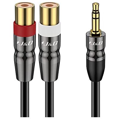 J&D Cavo Audio da 3,5 mm a Doppio RCA, Cavo Adattatore Audio Stereo per Impieghi Gravosi da 3,5 mm Maschio a 2 RCA Femmina con Guscio in Rame Placcato Oro, 0.9 Meter J&D Cavo Audio da 3,5 mm a Doppio RCA, Cavo Adattatore Audio Stereo per Impieghi Gravosi da 3,5 mm Maschio a 2 RCA Femmina con Guscio in Rame Placcato Oro, 0.9 Meter