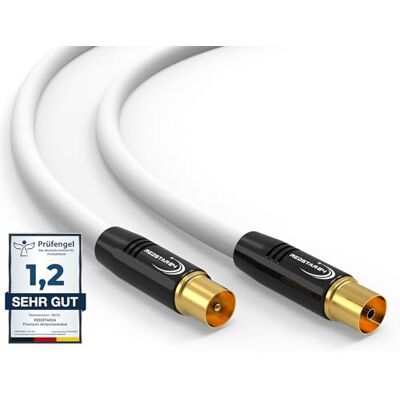 RedStar24 Cavo Antenna 20m Bianco Maschio a Femmina IEC Coassiale HDTV Premium per TV via Cavo Compatibile Con TV, Radio, DVB-T/T2, DVB-C, DAB RedStar24 Cavo Antenna 20m Bianco Maschio a Femmina IEC Coassiale HDTV Premium per TV via Cavo Compatibile Con TV, Radio, DVB-T/T2, DVB-C, DAB