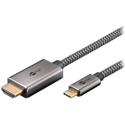 goobay Cavo da USB C a HDMI 2.0 da 2 m Connessioni placcate in oro, risoluzioni Ultra HD fino a 4K @ 60 Hz, da USB-C a HDMI per laptop, PS5, Xbox, Apple TV 4K, accessori TV Cavo in tessuto 75700 goobay Cavo da USB C a HDMI 2.0 da 2 m Connessioni placcate in oro, risoluzioni Ultra HD fino a 4K @ 60 Hz, da USB-C a HDMI per laptop, PS5, Xbox, Apple TV 4K, accessori TV Cavo in tessuto 75700