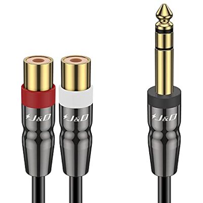 J&D Cavo 6,35 mm a 2 RCA, Giunto a Conchiglia in Rame Resistente da 6,35 mm 1/4 Pollice Maschio TRS a 2 RCA Femmina Splitter Cavo Adattatore Audio Stereo, 0.25 Meter J&D Cavo 6,35 mm a 2 RCA, Giunto a Conchiglia in Rame Resistente da 6,35 mm 1/4 Pollice Maschio TRS a 2 RCA Femmina Splitter Cavo Adattatore Audio Stereo, 0.25 Meter