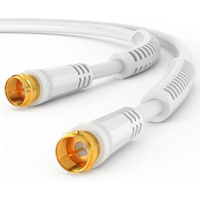 HB-Digital Cavo di collegamento satellitare HDTV nel connettore F, antenne coassiali con filtro canalizzato con nucleo in ferrite 2X 15M Bianco HB-Digital Cavo di collegamento satellitare HDTV nel connettore F, antenne coassiali con filtro canalizzato con nucleo in ferrite 2X 15M Bianco