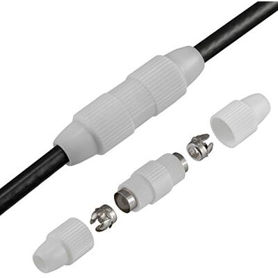 HB-Digital Connettore per cavo coassiale, smontabile, accoppiamento IEC, per TV satellitare, bianco con contatti nichelati HB-Digital Connettore per cavo coassiale, smontabile, accoppiamento IEC, per TV satellitare, bianco con contatti nichelati