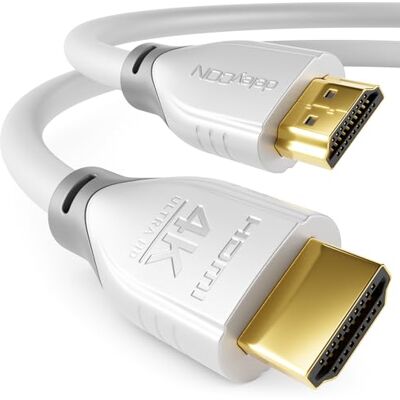 deleyCON Cavo HDMI 2m 4K@60Hz 2K@165Hz con ARC UHD HDR 3D Alta Velocità 18Gbps Cavo HDMI per PS4 Soundbar Televisione Blu-Ray Proiettore Computer Portatile TV PS5 Console PC Monitor Bianco Grigio deleyCON Cavo HDMI 2m 4K@60Hz 2K@165Hz con ARC UHD HDR 3D Alta Velocità 18Gbps Cavo HDMI per PS4 Soundbar Televisione Blu-Ray Proiettore Computer Portatile TV PS5 Console PC Monitor Bianco Grigio
