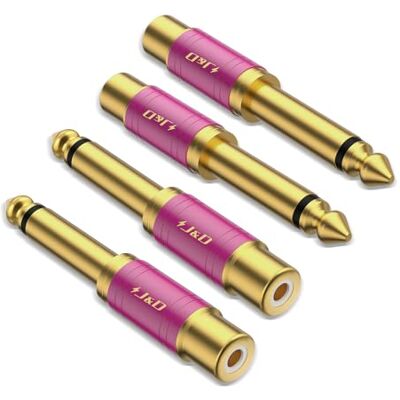 J&D Adattatore Audio da RCA a 1/4 Confezione da 4, Connettore Maschio Mono da 6,35mm a RCA Femmina, Connettori per Chitarra Dorati, Rosso J&D Adattatore Audio da RCA a 1/4 Confezione da 4, Connettore Maschio Mono da 6,35mm a RCA Femmina, Connettori per Chitarra Dorati, Rosso