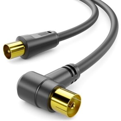 deleyCON 3,0m Cavo Antenna TV Angolato Cavo Coassiale IEC HDTV 4K Nero deleyCON 3,0m Cavo Antenna TV Angolato Cavo Coassiale IEC HDTV 4K Nero