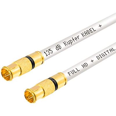 HB-Digital 2m Sat Connection Cable bianco con compressione F-quick plug Quickfix placcato oro, 135dB 5-fold schermato CU rame conduttore interno cavo antenna cavo coassiale FullHD TV 3D UHD Ultra 4K HB-Digital 2m Sat Connection Cable bianco con compressione F-quick plug Quickfix placcato oro, 135dB 5-fold schermato CU rame conduttore interno cavo antenna cavo coassiale FullHD TV 3D UHD Ultra 4K