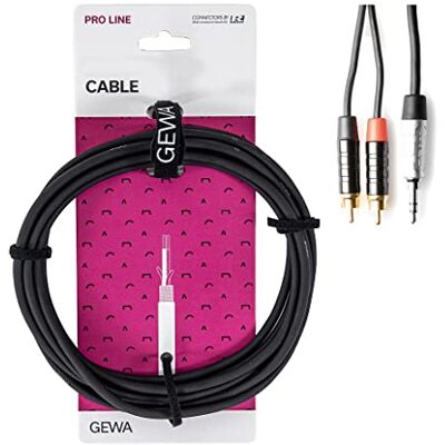 GEWA Cavo a Y Pro Line, 3 m, nero, spina REAN, jack stereo da 3,5 mm 2x cinch, GEWA Cavo a Y Pro Line, 3 m, nero, spina REAN, jack stereo da 3,5 mm 2x cinch,