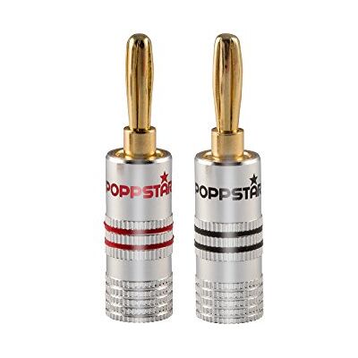 POPPSTAR Connettori a banana, per cavo fino a 4 mmq avvitamento o 6 mmq saldatura, contatti in oro 24k, set di 2 POPPSTAR Connettori a banana, per cavo fino a 4 mmq avvitamento o 6 mmq saldatura, contatti in oro 24k, set di 2