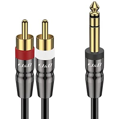 J&D Cavo RCA a 6,35 mm TRS Stereo Audio, Guscio in Rame Robusto 6,35mm (1/4 Pollice) Maschio TRS a 2 RCA Maschio Cavo Sdoppiatore a Y Stereo Audio, 1.8 Meter J&D Cavo RCA a 6,35 mm TRS Stereo Audio, Guscio in Rame Robusto 6,35mm (1/4 Pollice) Maschio TRS a 2 RCA Maschio Cavo Sdoppiatore a Y Stereo Audio, 1.8 Meter