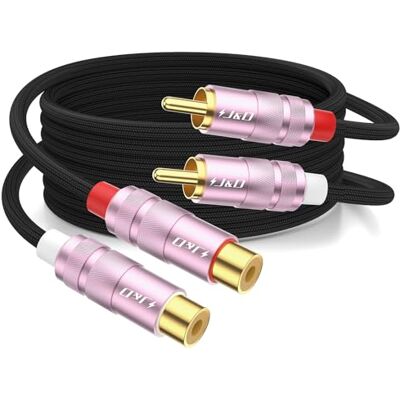 J&D Cavo di Estensione RCA 2, Cavo Audio RCA Intrecciato in Nylon, Cavo Stereo 2 RCA Maschio a Femmina, Connettore RCA Placcato in Oro per Altoparlante, TV, Amplificatore, Mixer Audio, 1.83 m J&D Cavo di Estensione RCA 2, Cavo Audio RCA Intrecciato in Nylon, Cavo Stereo 2 RCA Maschio a Femmina, Connettore RCA Placcato in Oro per Altoparlante, TV, Amplificatore, Mixer Audio, 1.83 m