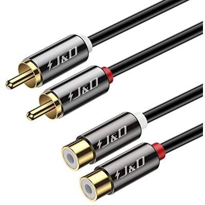 J&D Cavo 2RCA Prolunga, Audio Stereo Resistente Con 2 Connettori RCA Maschio e 2 Connettori RCA Femmina in Rame Placcati Oro, 4.5 Meter J&D Cavo 2RCA Prolunga, Audio Stereo Resistente Con 2 Connettori RCA Maschio e 2 Connettori RCA Femmina in Rame Placcati Oro, 4.5 Meter