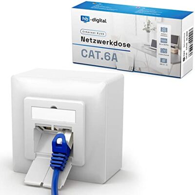 HB-Digital 1x presa di rete CAT 6a per CAT.8 CAT.7 CAT.6 CAT.5 cavo di installazione con 2X porta RJ45 presa combinata da parete/da incasso presa dati di rete EIA/TIA 568A & B 8P8C Gigabit Ethernet HB-Digital 1x presa di rete CAT 6a per CAT.8 CAT.7 CAT.6 CAT.5 cavo di installazione con 2X porta RJ45 presa combinata da parete/da incasso presa dati di rete EIA/TIA 568A & B 8P8C Gigabit Ethernet