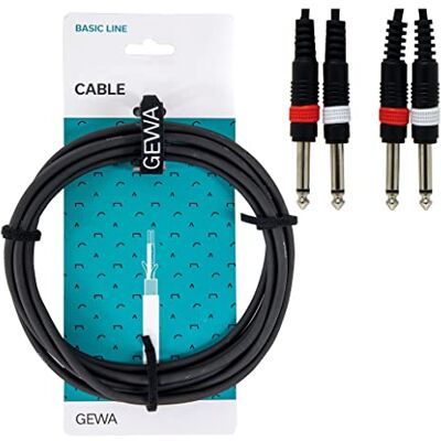 GEWA Twinkabel Basic Line 6m, nero, 2x 6,3 mm mono jack 2x 6,3 mm mono jack, GEWA Twinkabel Basic Line 6m, nero, 2x 6,3 mm mono jack 2x 6,3 mm mono jack,