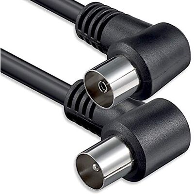 1aTTack.de Cavo antenna angolato 2,5 metri 2x spina coassiale schermata 90° > presa coassiale 90° nero St-Ku (2x angolo) 75db 1aTTack.de Cavo antenna angolato 2,5 metri 2x spina coassiale schermata 90° > presa coassiale 90° nero St-Ku (2x angolo) 75db