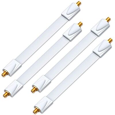 deleyCON 4x Passacavo per SAT Lunghezza Totale 26cm, di Cui 17cm Flessibili per Finestre e Porte Dorato, Ultra Piatto, Schermato e con Adesivi Bianco deleyCON 4x Passacavo per SAT Lunghezza Totale 26cm, di Cui 17cm Flessibili per Finestre e Porte Dorato, Ultra Piatto, Schermato e con Adesivi Bianco