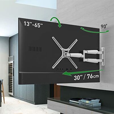 Barkan Staffa da parete per TV lunga bianca 13”-65”, articolata a movimento completo, 4 movimenti, piatto/curvo, supporta fino a 35,8 kg, estremamente estensibile, adatta per LED OLED LCD (BM343XLW) Barkan Staffa da parete per TV lunga bianca 13”-65”, articolata a movimento completo, 4 movimenti, piatto/curvo, supporta fino a 35,8 kg, estremamente estensibile, adatta per LED OLED LCD (BM343XLW)
