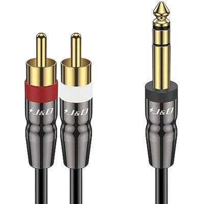 J&D Cavo RCA a 6,35 mm TRS Stereo Audio, Guscio in Rame Robusto 6,35mm (1/4 Pollice) Maschio TRS a 2 RCA Maschio Cavo Sdoppiatore a Y Stereo Audio, 3 Meter J&D Cavo RCA a 6,35 mm TRS Stereo Audio, Guscio in Rame Robusto 6,35mm (1/4 Pollice) Maschio TRS a 2 RCA Maschio Cavo Sdoppiatore a Y Stereo Audio, 3 Meter